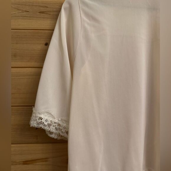 Vintage Lacey Coquette Petal Pink Sz Medium Button Front Lightweight Bed Jacket - Picture 8 of 11